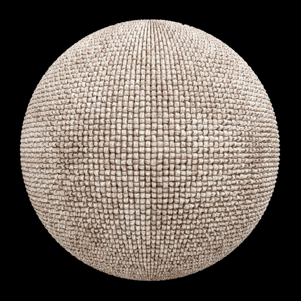 Linen 桌布 壁紙 — 一個帶有複雜籃織圖案的紋理米色編織球體，置於純黑色背景上。