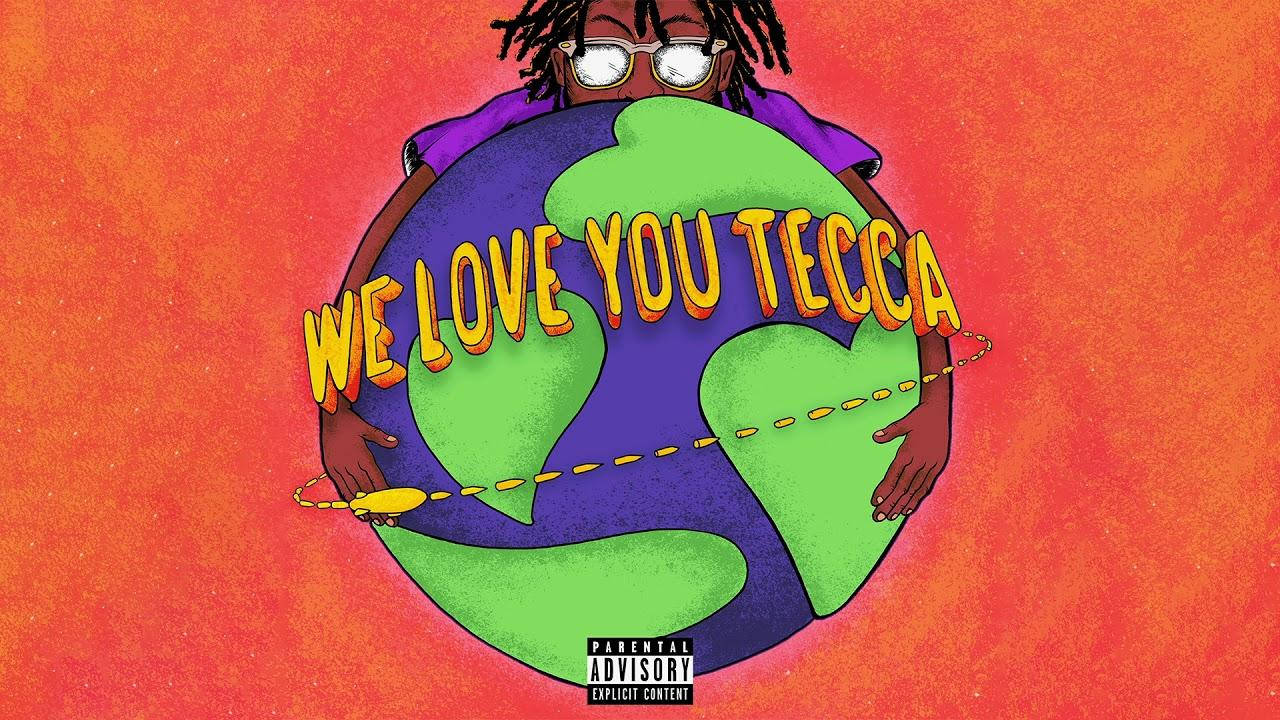 人物手持帶有 'We Love You Tecca' 文字和家長指引標籤的地球。 — Juice Wrld 壁紙