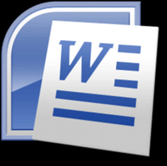 microsoft 桌布 壁紙 — 一個帶有風格化 'W' 和水平線條的亮面藍白 Microsoft Word 文件圖示，背景為黑色。