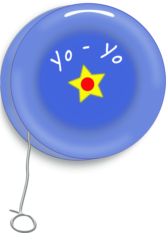 yoyo 桌布 壁紙 — 一個帶有黃色星星和白色「yo-yo」文字的亮藍色溜溜球在黑色背景上旋轉。