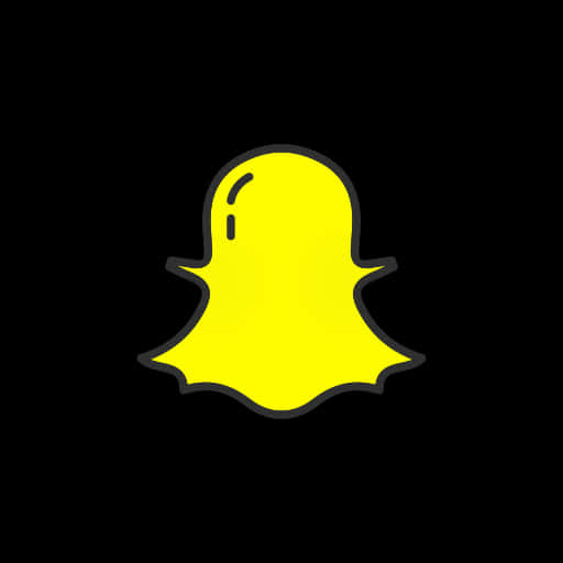 Snapchat 桌布 壁紙 — 一個帶有黑色輪廓的亮黃色鬼魂圖示，居中放置在純黑色背景上。