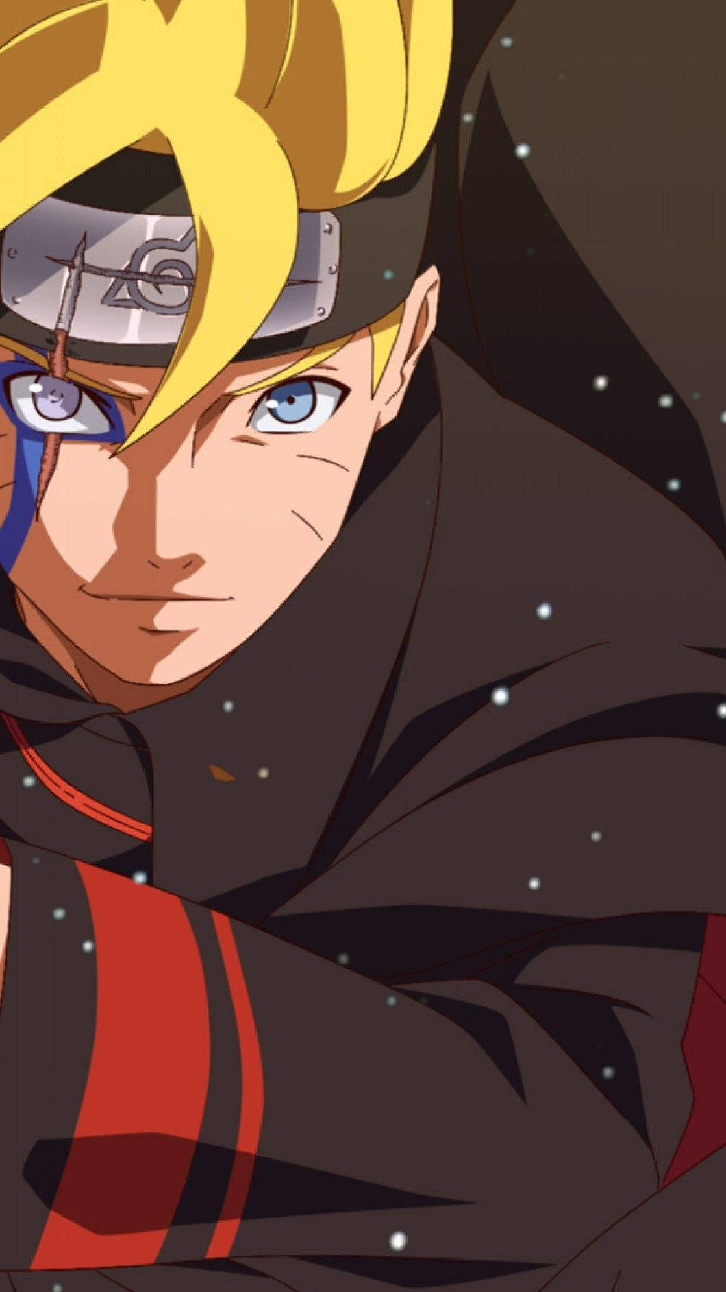 naruto edit 桌布 壁紙 — 一個年輕男子的特寫動畫肖像，他有尖刺金髮、藍眼睛和頭帶，背景是黑暗星空。