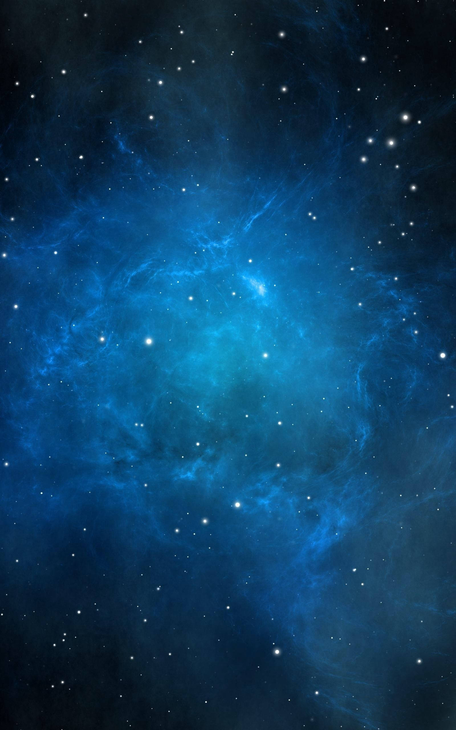 Cell 桌布 壁紙 — 一個廣闊的宇宙星雲，在深藍色和藍綠色中發光，點綴著無數閃爍的星星，背景是黑暗的虛空。