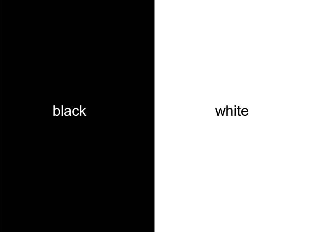 Half Black Half White 桌布 壁紙 — 一個強烈極簡的分割圖像，黑色一半標記為黑色，白色一半標記為白色。
