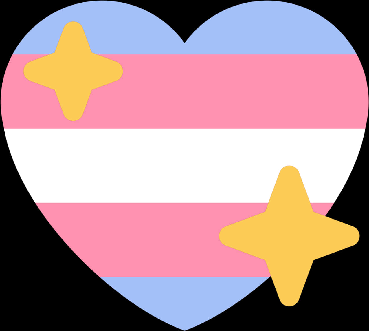 Heart Tumblr 桌布 壁紙 — 一個形狀像跨性別旗幟的心形，黑色背景上有兩顆黃色星星。