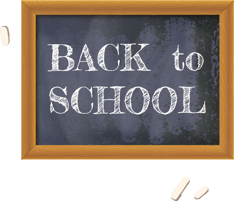 Chalkboard 桌布 壁紙 — 一個復古木框黑板以粗體白色粉筆顯示「BACK to SCHOOL」，附近有板擦。