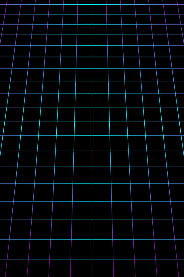Aesthetic Grid 桌布 壁紙 — 一個復古未來風格的網格，由發光的青色和紫色線條組成，在黑色背景上向遠方延伸。