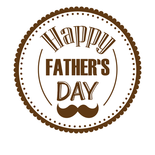 Happy Fathers Day 桌布 壁紙 — 一個復古風格的棕色和白色圓形徽章，上面有「Happy Father's Day」文字和鬍子圖案，背景為綠色。