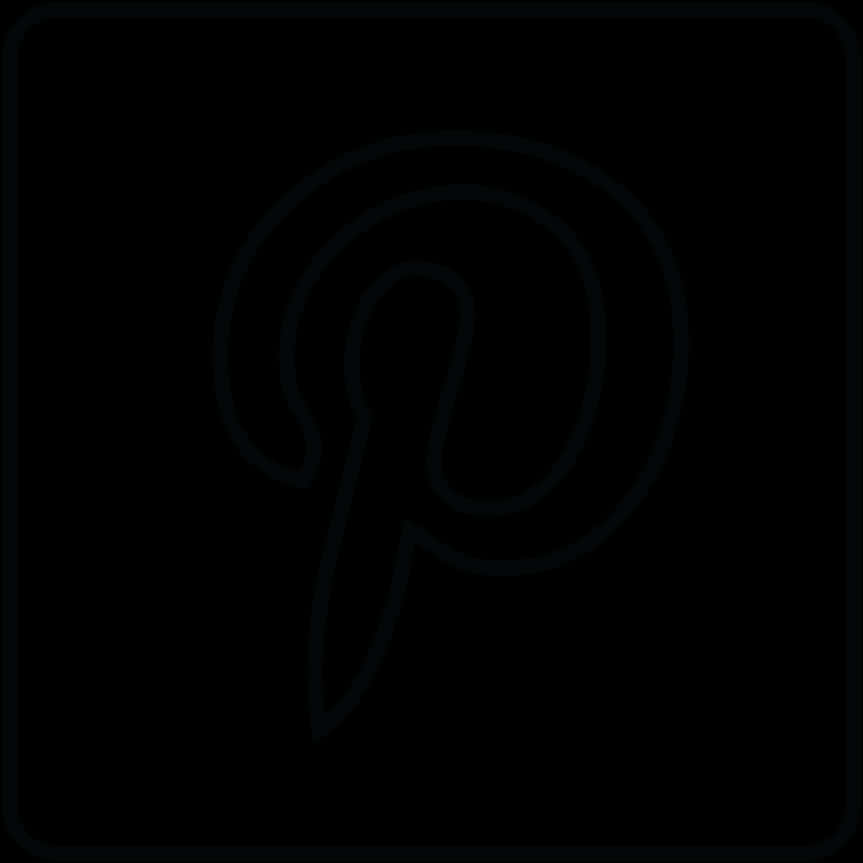 Pinterest Logo 桌布 壁紙 — 一個微弱發光的 Pinterest 標誌輪廓，居中在純黑色背景上。