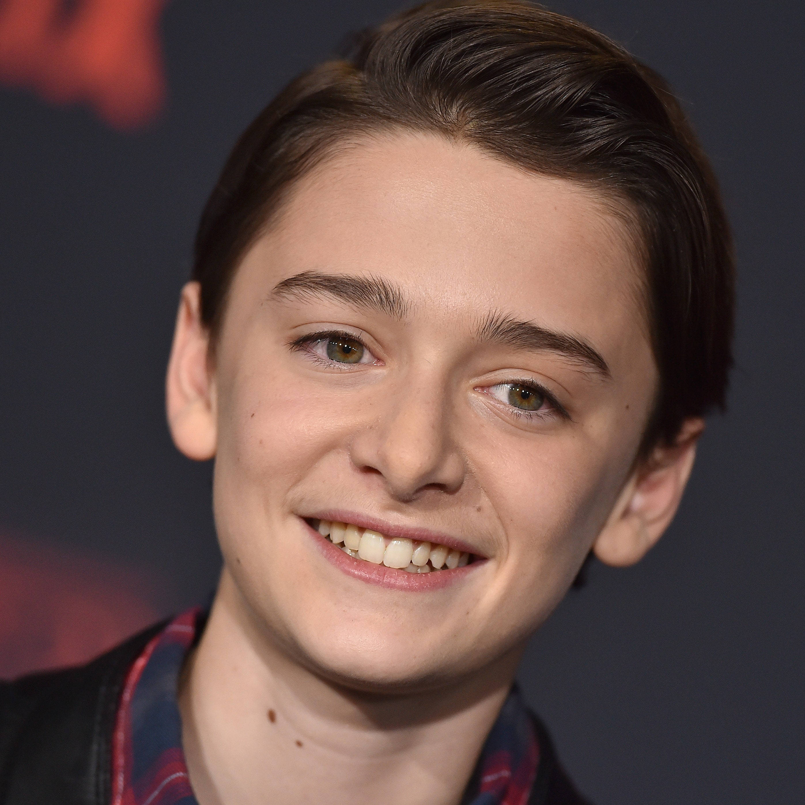 Celebrity 桌布 壁紙 — 一個微笑的年輕男孩的近距離肖像，棕色頭髮，溫暖的眼睛，穿著格子襯衫。