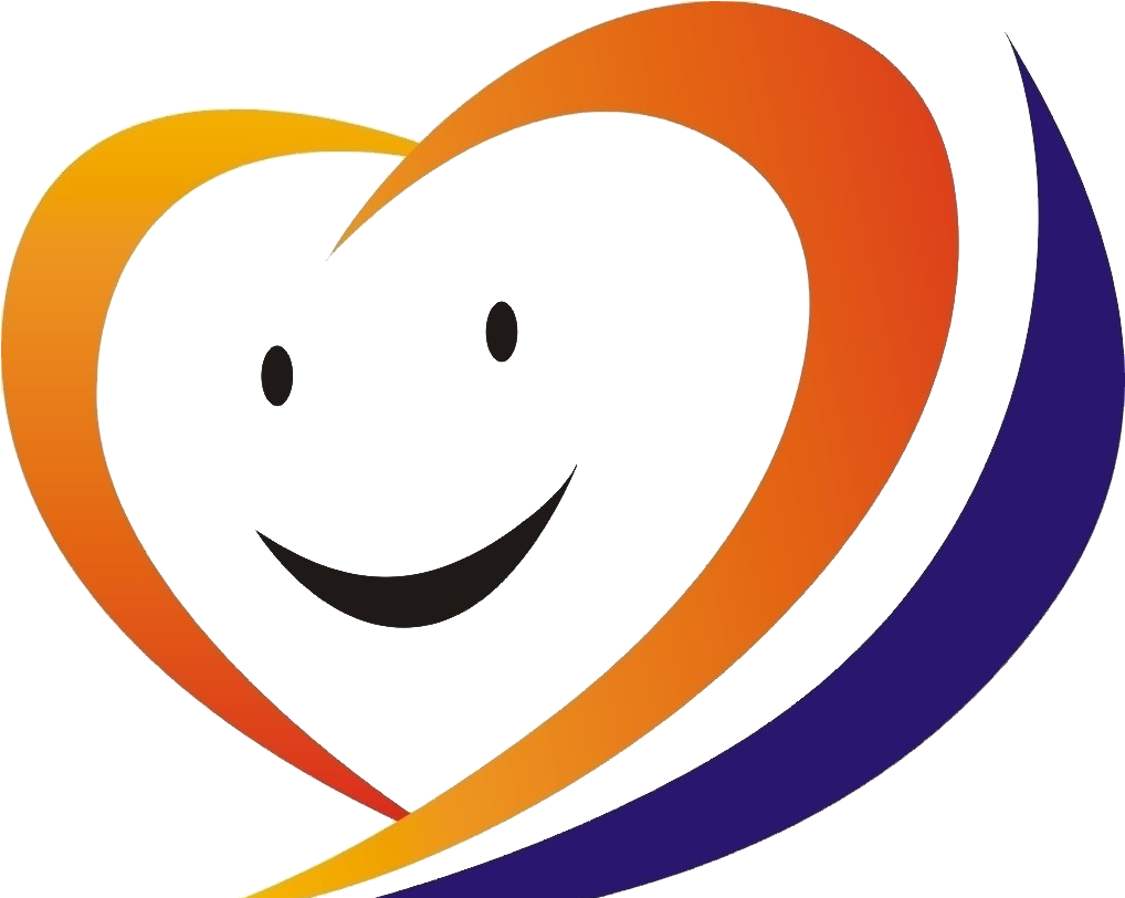 Smiley 桌布 壁紙 — 一個微笑的黑色心形，由流動的橙色和紫色曲線勾勒，背景為黑色。