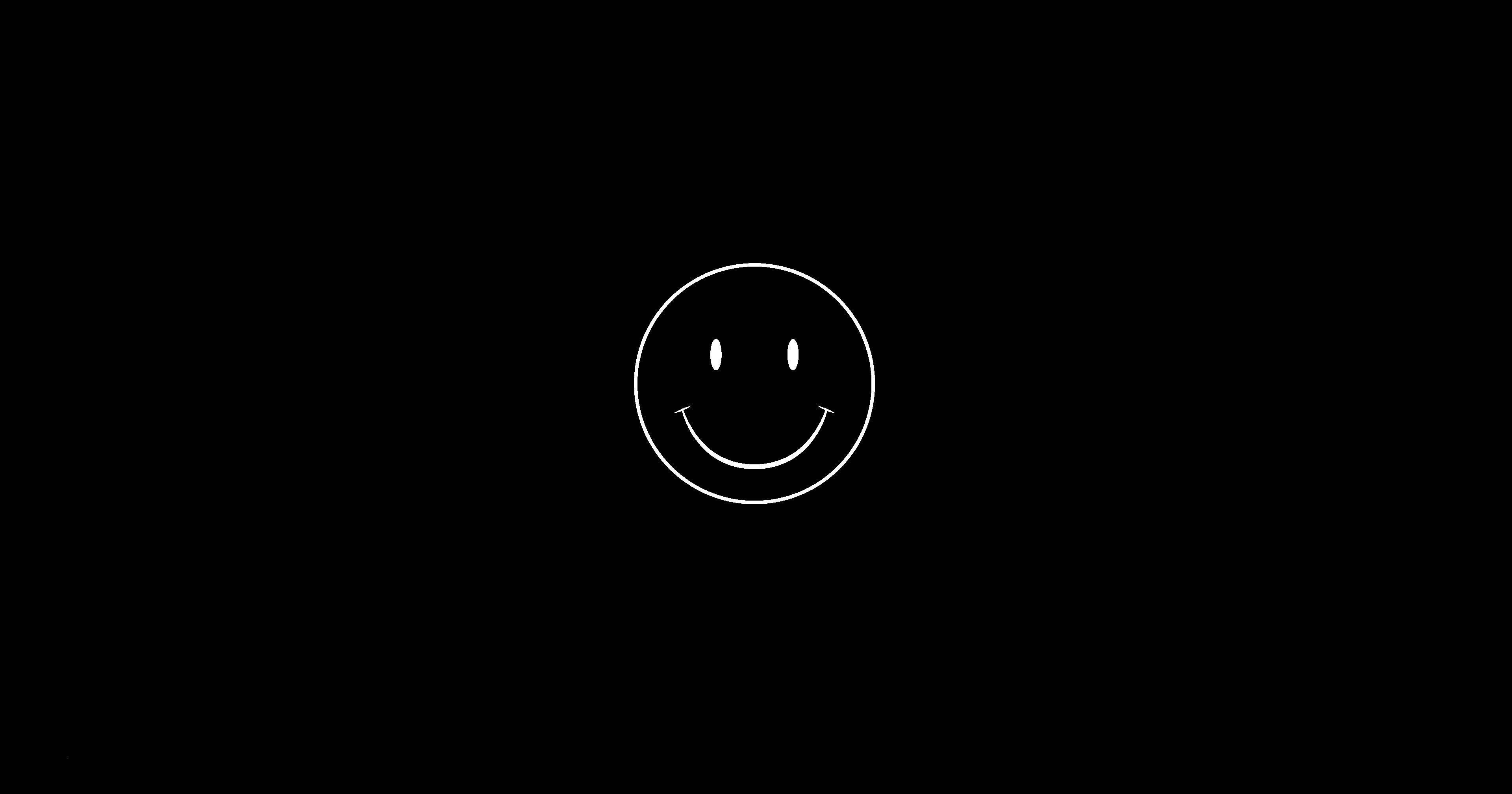 Smile 桌布 壁紙 — 一個微笑臉龐的極簡白色線條畫，居中於純黑色背景上。