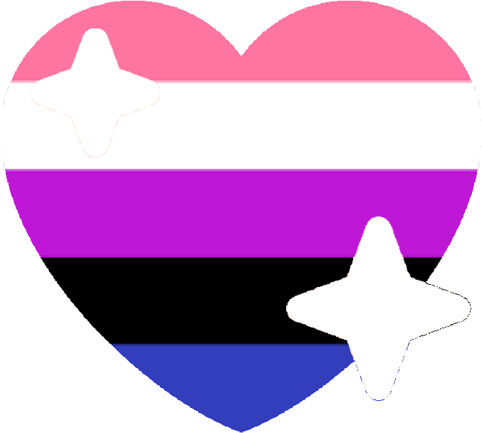 Emoji Discord 桌布 壁紙 — 一個心形，形狀像泛性戀旗幟，黑色背景上有白色星星。