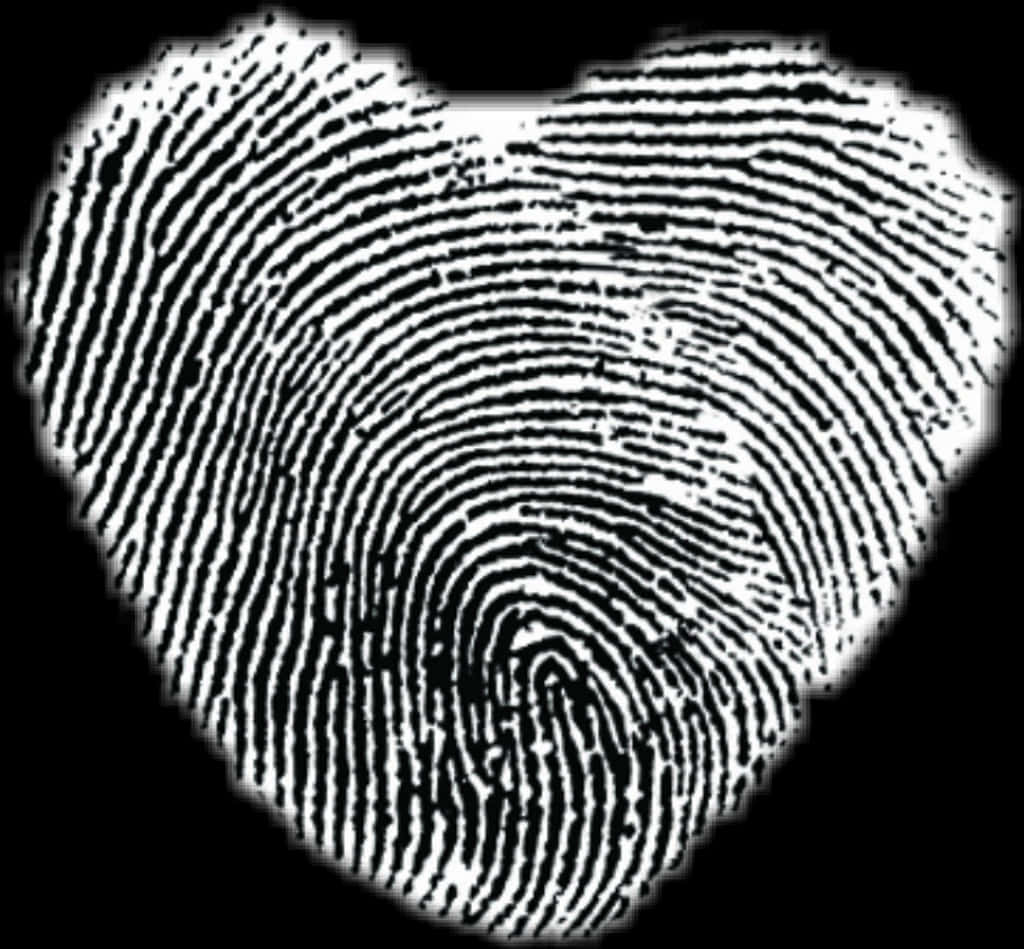 Heart Tattoo 桌布 壁紙 — 一個心形指紋圖案，以高對比度黑白呈現，背景為深色。