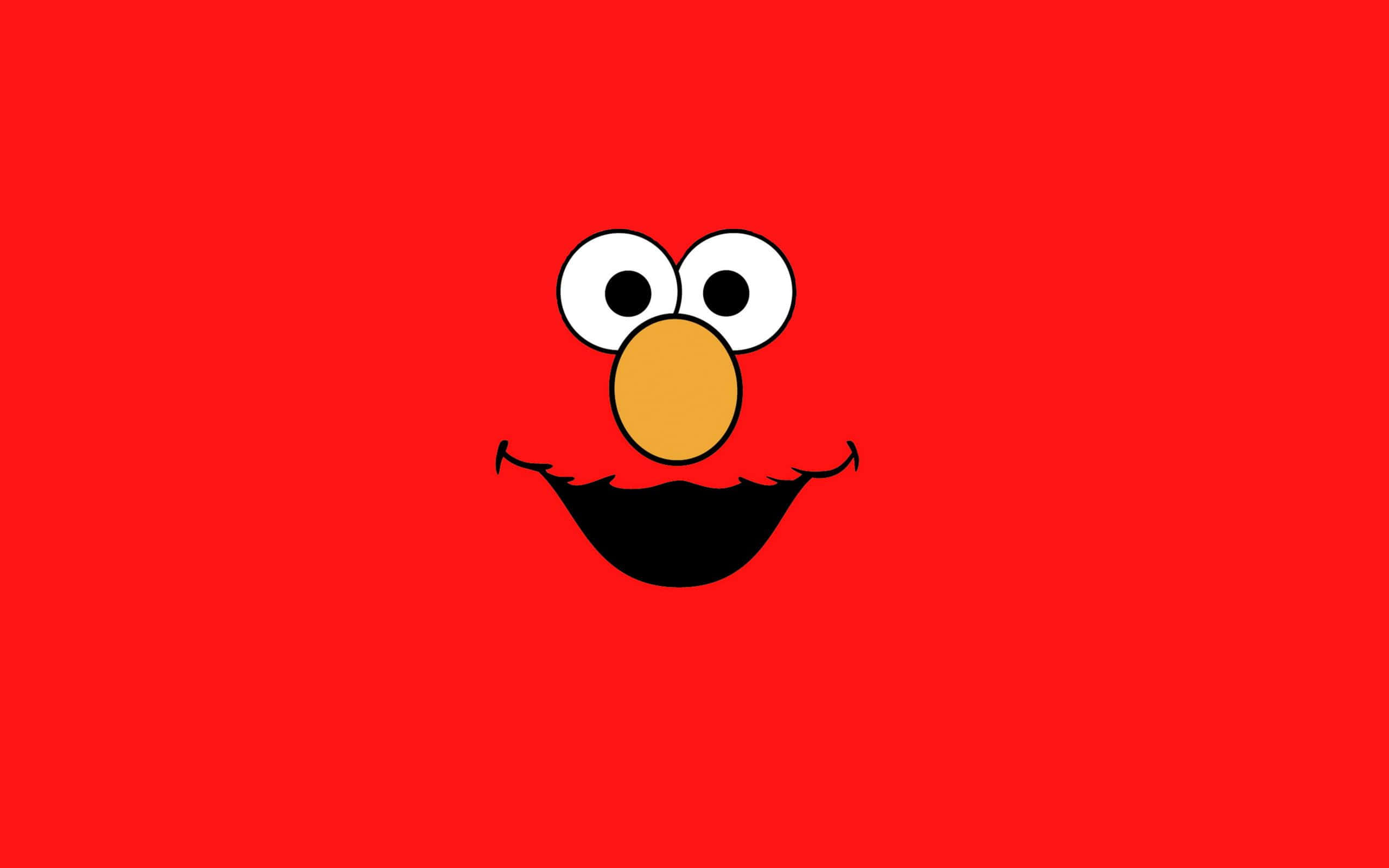 Elmo 桌布 壁紙 — 一個快樂的卡通臉孔，有大眼睛和寬闊的笑容，位於純紅色背景中央。