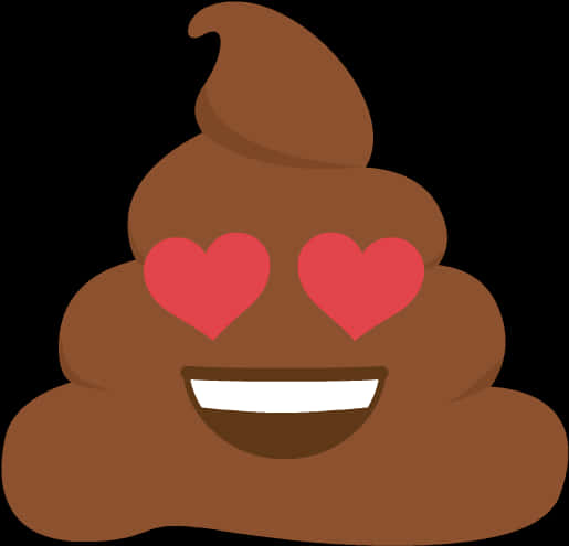 Clip Art 桌布 壁紙 — 一個快樂的啡色便便表情符號，有愛心眼和燦爛笑容，背景為黑色。