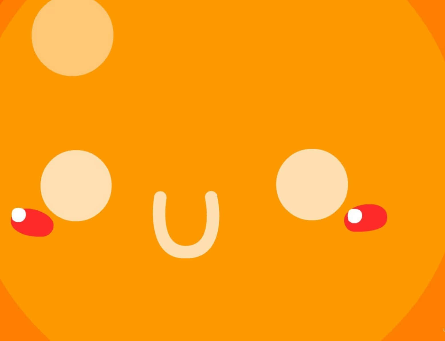 Cute Orange 桌布 壁紙 — 一個快樂的橙色太陽，帶有簡單的白色眼睛和紅色臉頰，在漸變背景上溫暖地微笑。