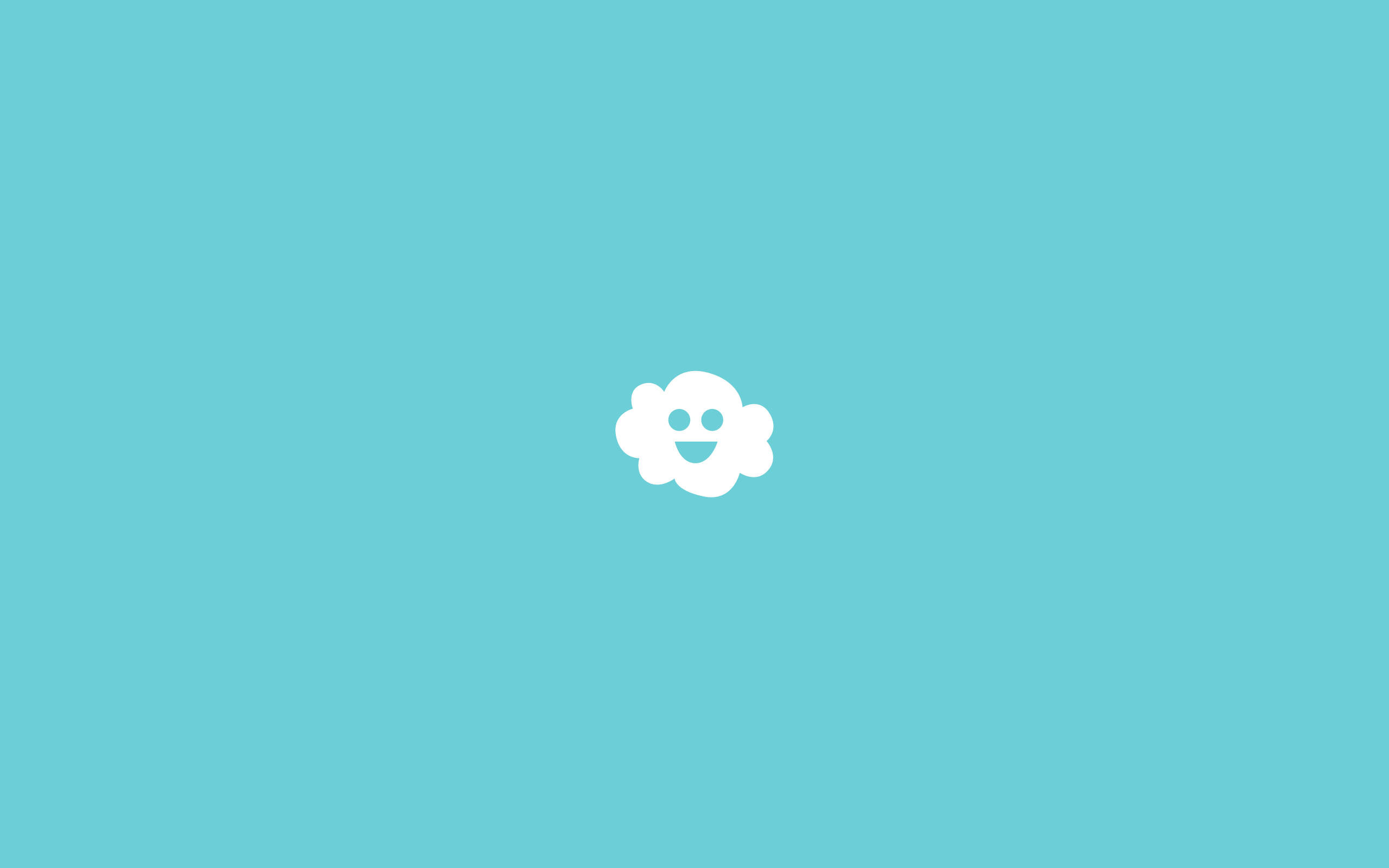 Plain Color 桌布 壁紙 — 一個快樂的白色微笑雲朵圖示，居中在純色青綠色背景上。