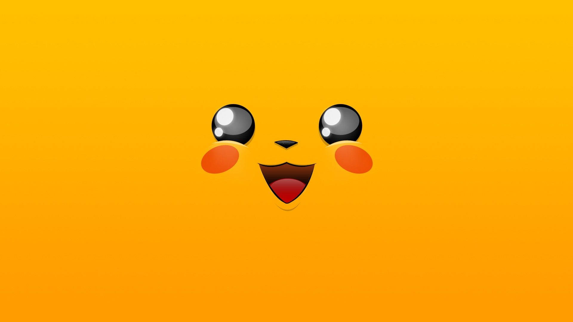 pikachu 3d 桌布 壁紙 — 一個快樂的皮卡丘臉孔，有大眼睛和紅色臉頰，位於充滿活力的黃色漸變背景中央。