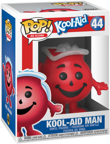 Kool Aid 小幫手 桌布 壁紙 — 一個快樂的紅色Kool-Aid Man人偶，放在其標誌性的盒子裡，面帶微笑，戴著白色帽子。