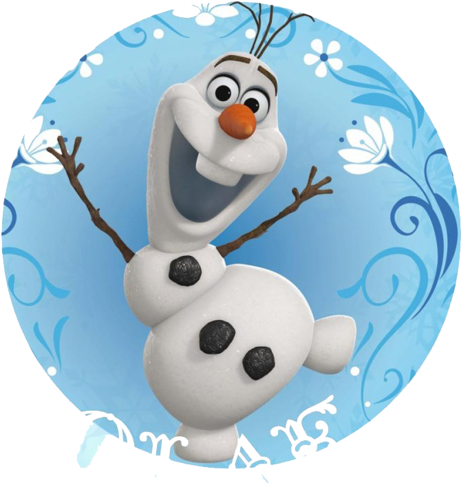 雪寶 桌布 壁紙 — 一個快樂的雪人，有樹枝手臂和胡蘿蔔鼻子，在藍色花卉圖案背景上燦爛地微笑。