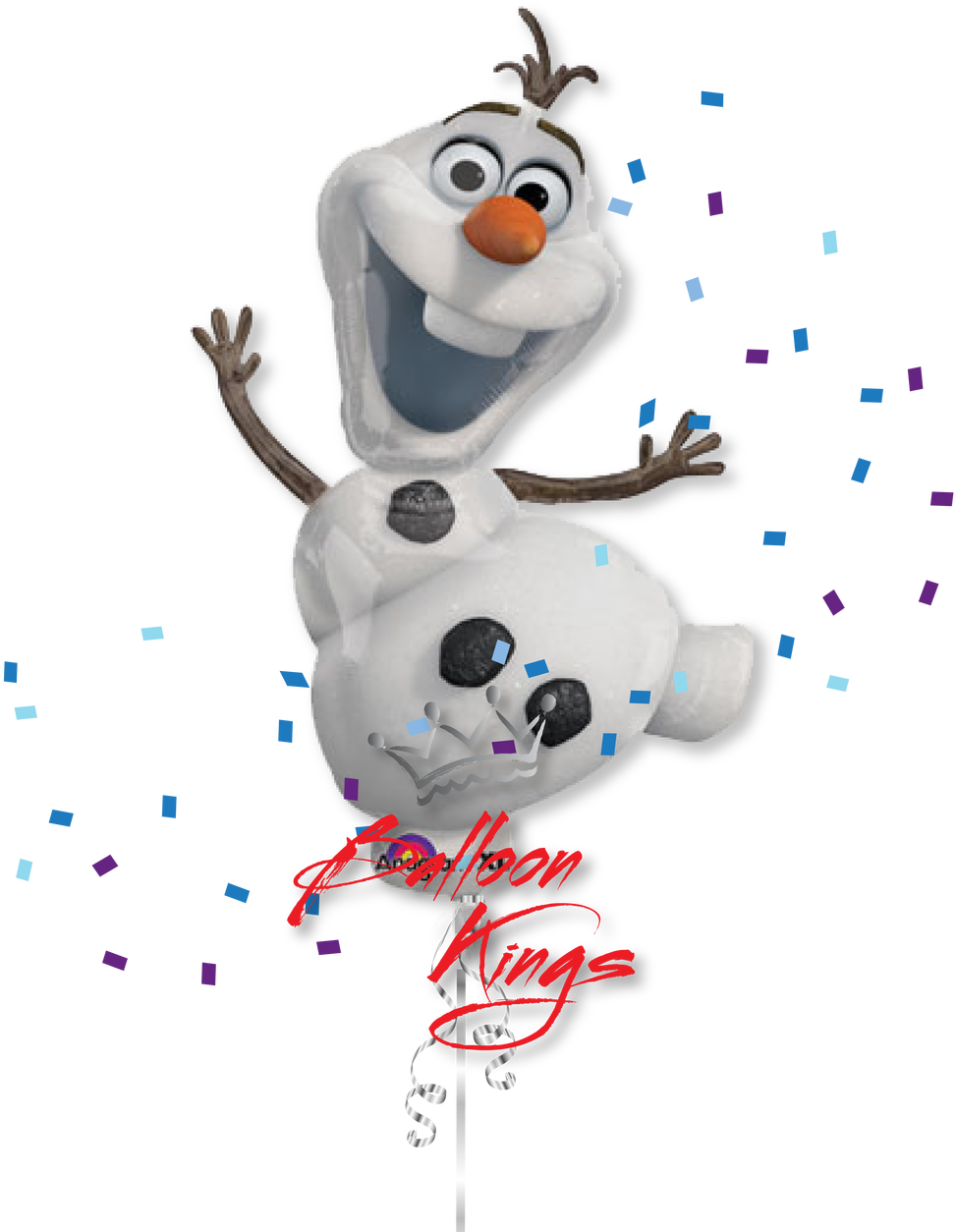 雪寶 桌布 壁紙 — 一個快樂的雪人Olaf氣球，周圍飄浮著五彩紙屑，背景為黑色。