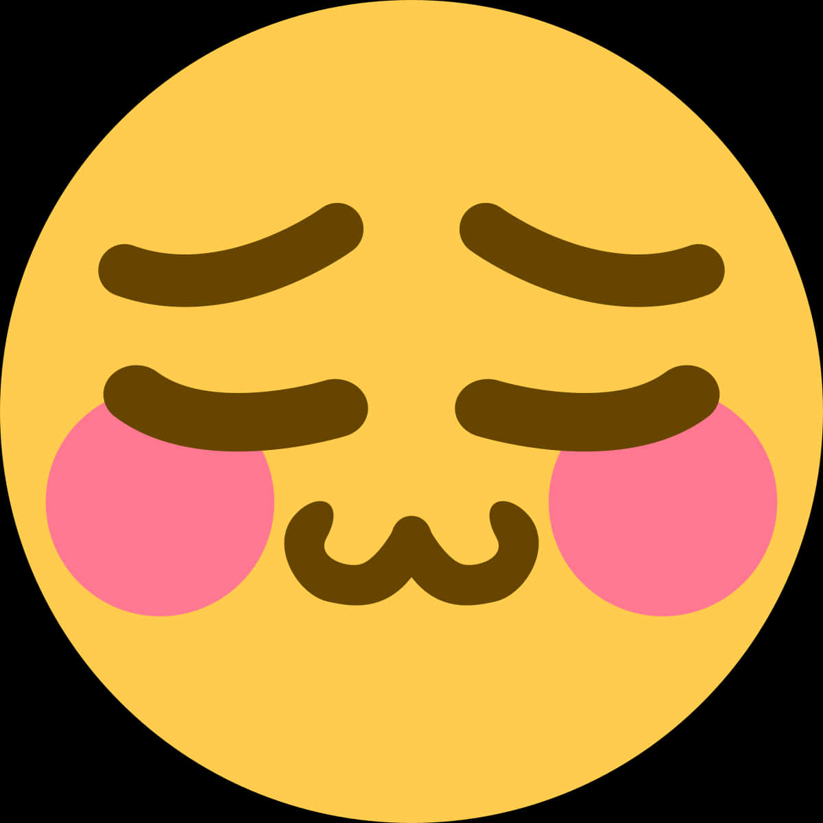 uwu 桌布 壁紙 — 一個快樂的黃色表情符號，閉著眼睛，玫瑰色的臉頰和鬍子，在黑色背景上愉快地眨眼。