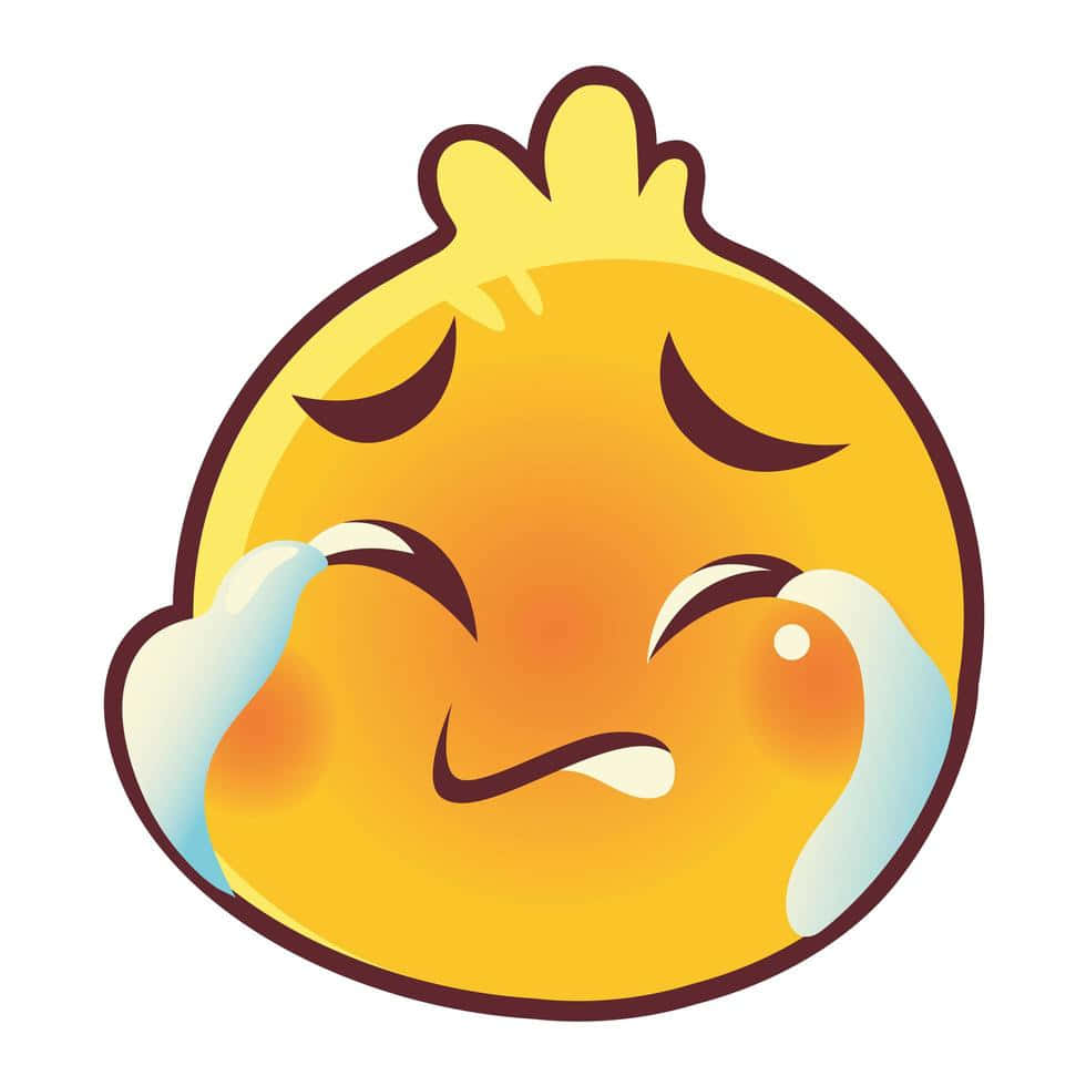 Discord 桌布 壁紙 — 一個快樂的黃色表情符號臉孔，閉著眼睛，喜極而泣的眼淚順著臉頰流下。