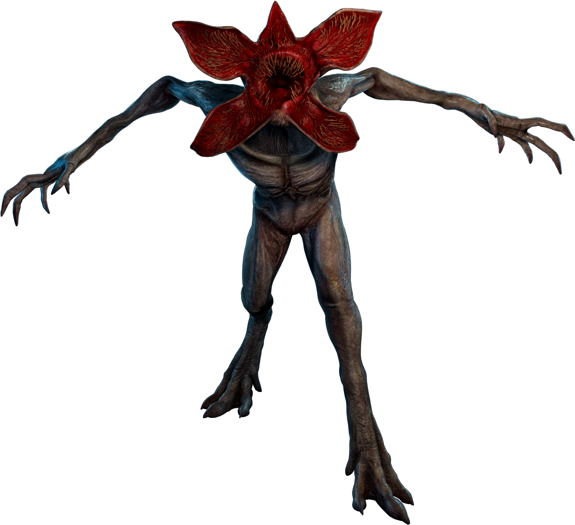 Dead By Daylight 桌布 壁紙 — 一個怪誕的人形生物，有一個大的紅色花頭和帶爪的四肢，站在黑色背景前。