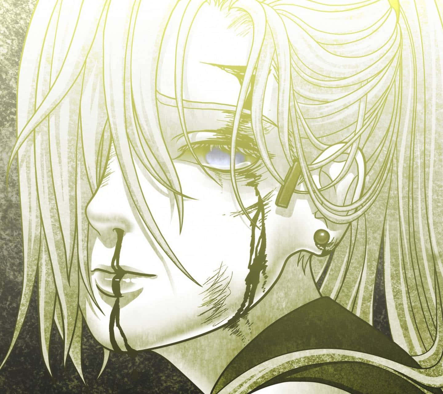 Ino Yamanaka 桌布 壁紙 — 一個憂鬱的動漫角色，蒼白的頭髮，在柔和的黃色燈光下，淚水順著臉頰流下。