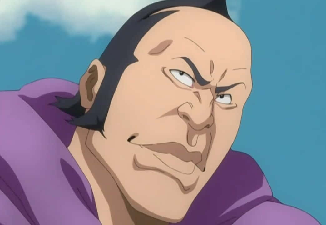 Marechiyo Omaeda 桌布 壁紙 — 一個憤怒的動漫男人，黑髮紫袍，在藍天下怒目而視。