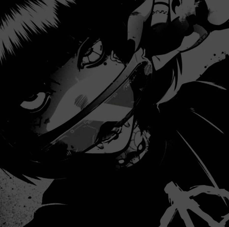 Bad Girl Anime 桌布 壁紙 — 一個戲劇性的黑白動畫特寫，角色擁有強烈的眼睛和尖銳的頭髮，以高對比度的墨水筆觸呈現。