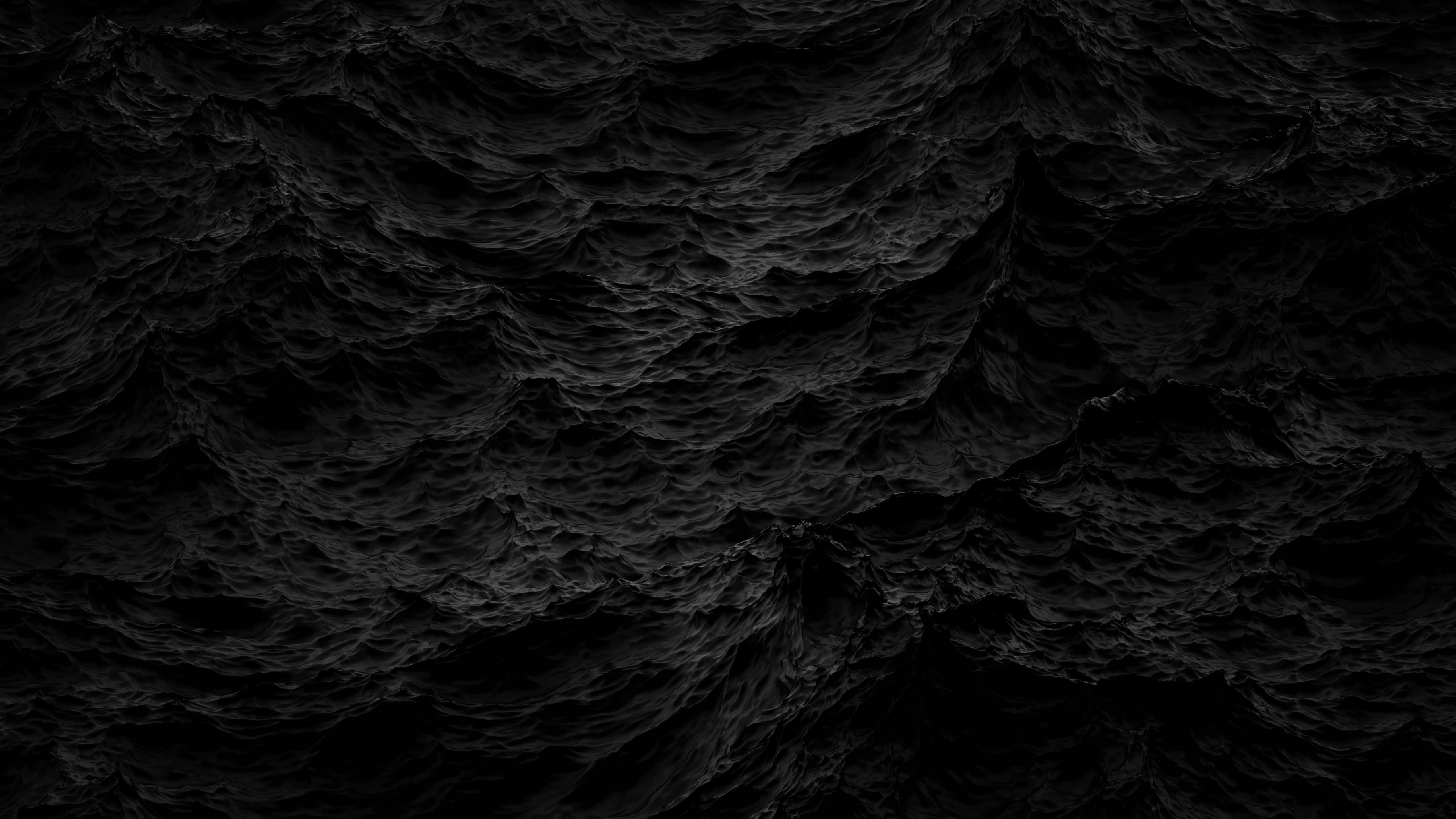 Black Sea 桌布 壁紙 — 一個戲劇性的黑色紋理表面，類似於深陰影下洶湧的海浪。
