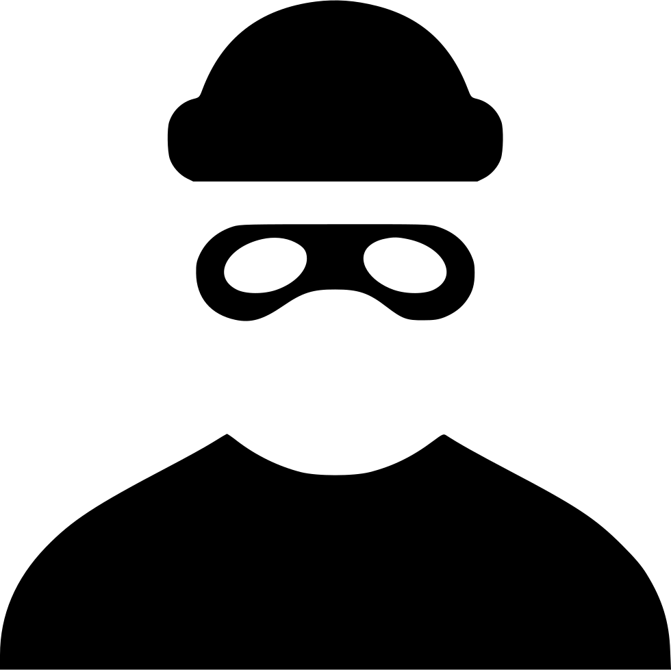 Robber 桌布 壁紙 — 一個戴帽子和口罩的人物極簡黑色剪影，背景為白色。