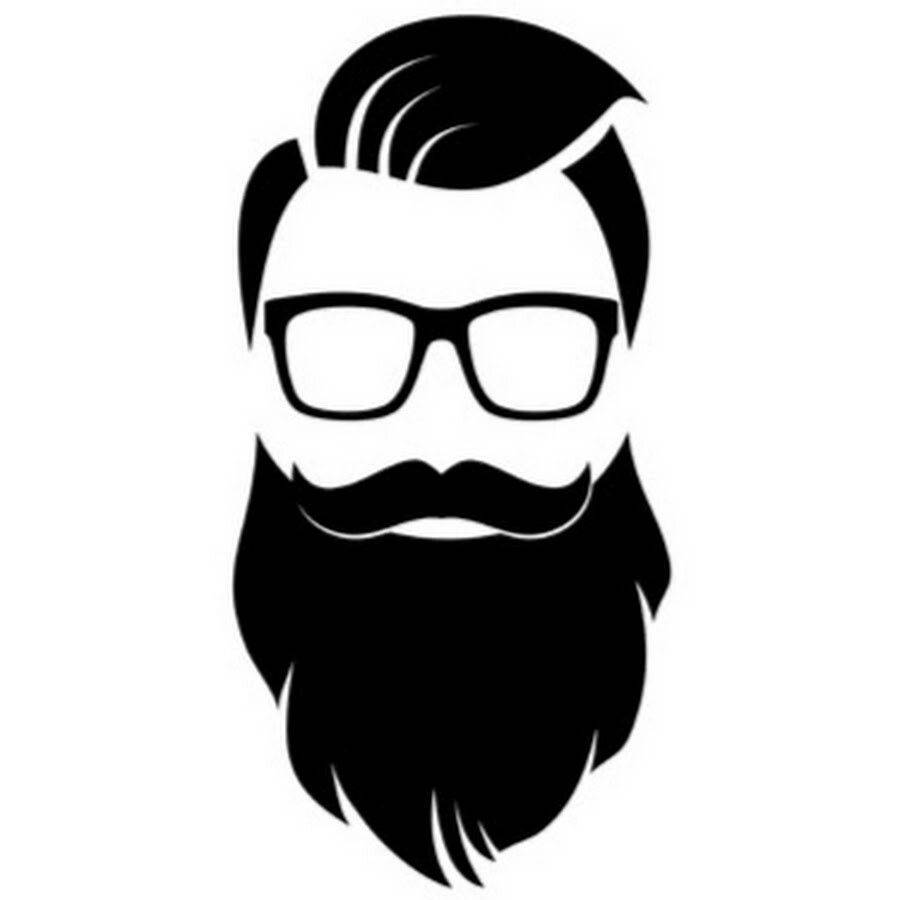 beard 桌布 壁紙 — 一個戴眼鏡、留滿鬍鬚的男人在白色背景上的大膽黑色剪影。