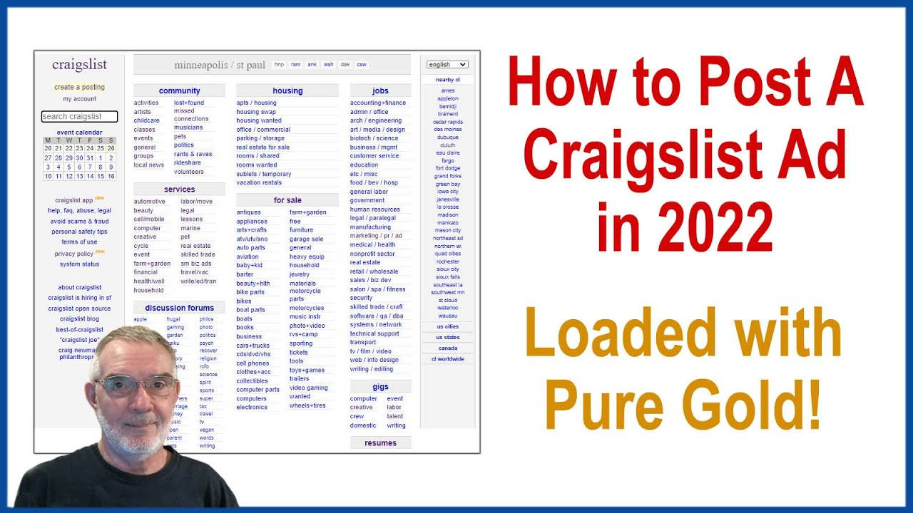 男人查看帶有教程標題的Craigslist網頁。