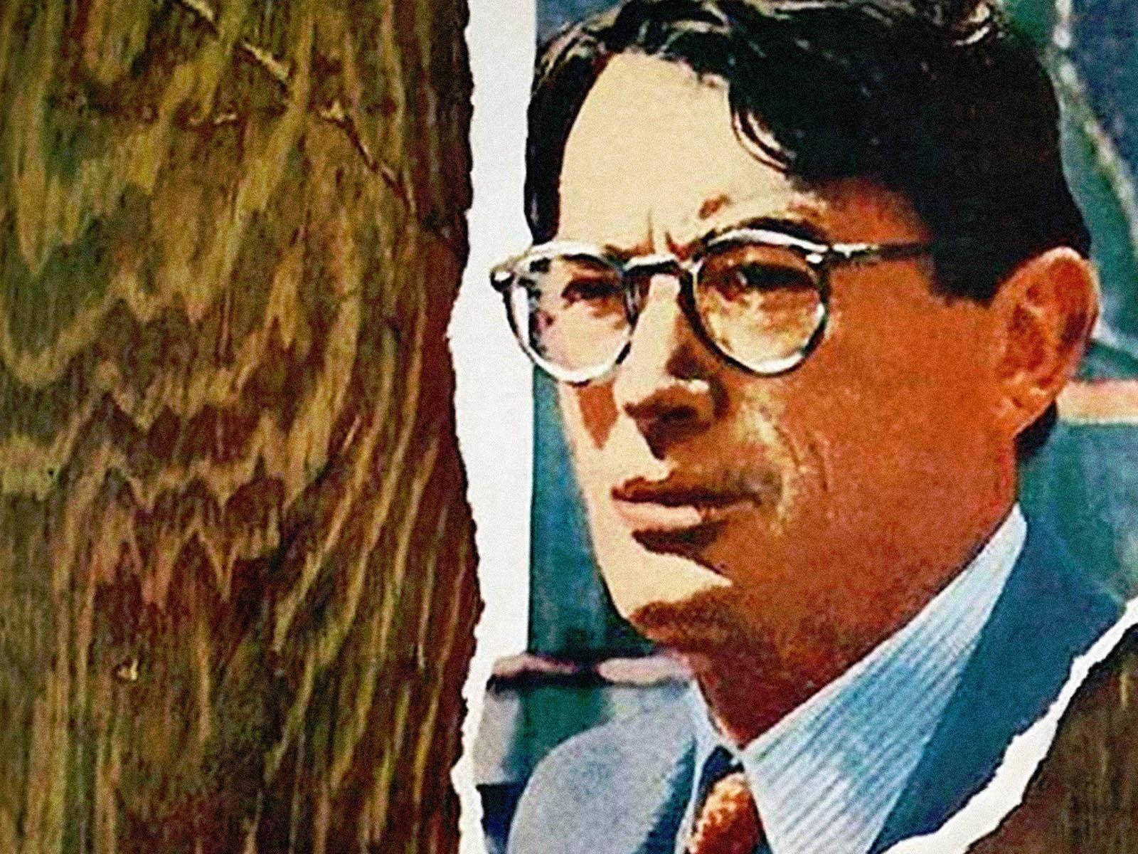 actor 桌布 壁紙 — 一個戴眼鏡穿西裝的男人在風格化插圖中從樹幹後探頭窺視。