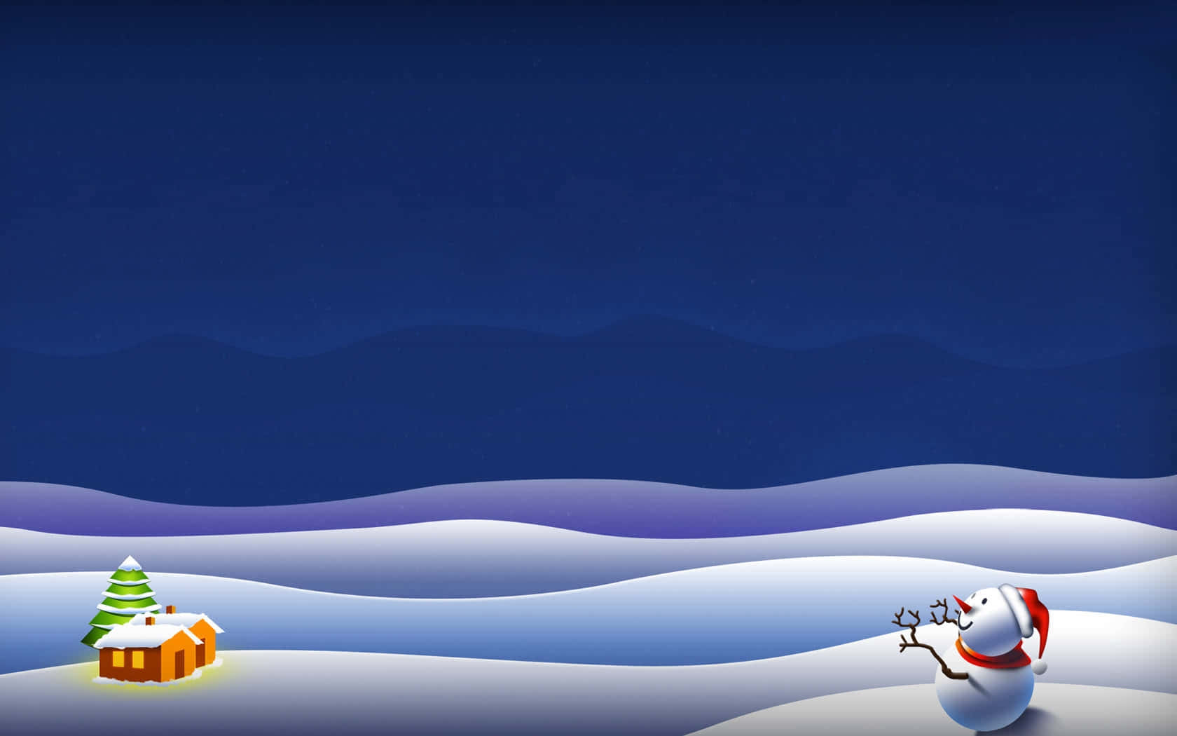 雪人與小屋在雪地冬景中，星空下 — 雪人 壁紙