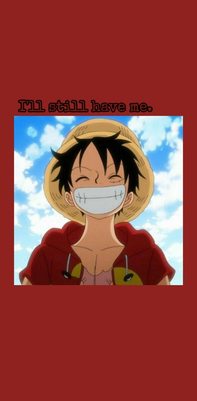 Funny Quote 桌布 壁紙 — 一個戴草帽和紅色連帽衫的開朗動畫男孩在藍天白雲下微笑。