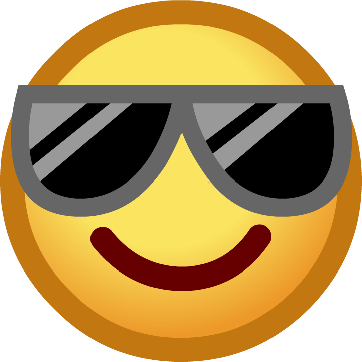 Emoticon 桌布 壁紙 — 一個戴著時尚灰色太陽眼鏡、露出寬闊紅色笑容的開心黃色表情符號面孔。