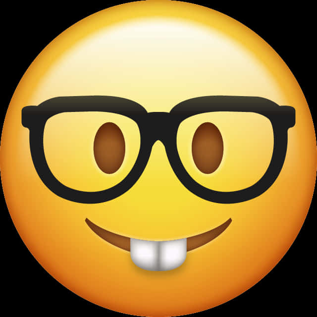 表情符號 桌布 壁紙 — 一個戴著黑框眼鏡、伸出舌頭、表情俏皮的黃色笑臉表情符號，背景為黑色。