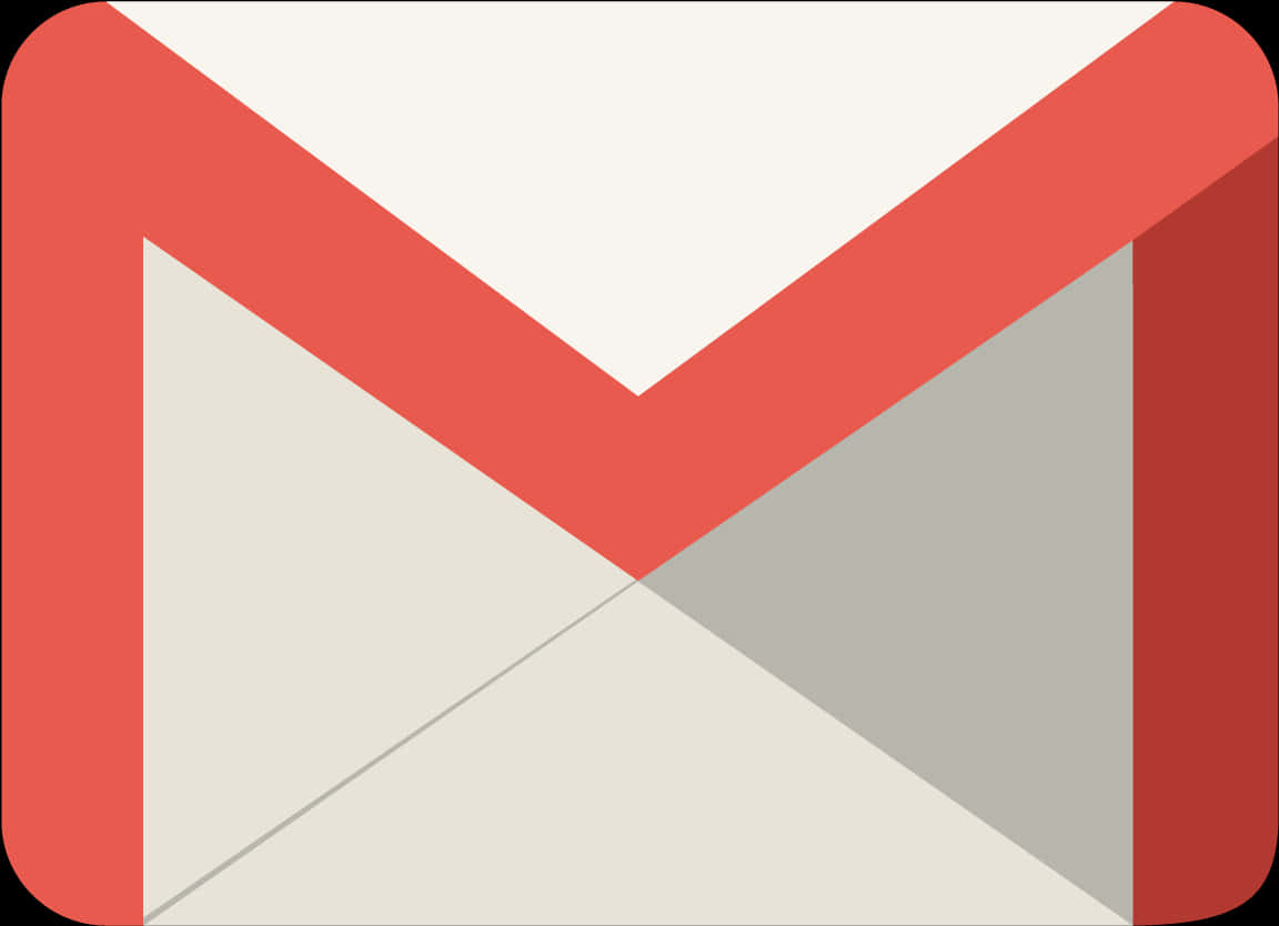 Gmail Logo 桌布 壁紙 — 一個扁平簡約的紅白Gmail標誌圖示，具有乾淨的幾何線條和柔和陰影。