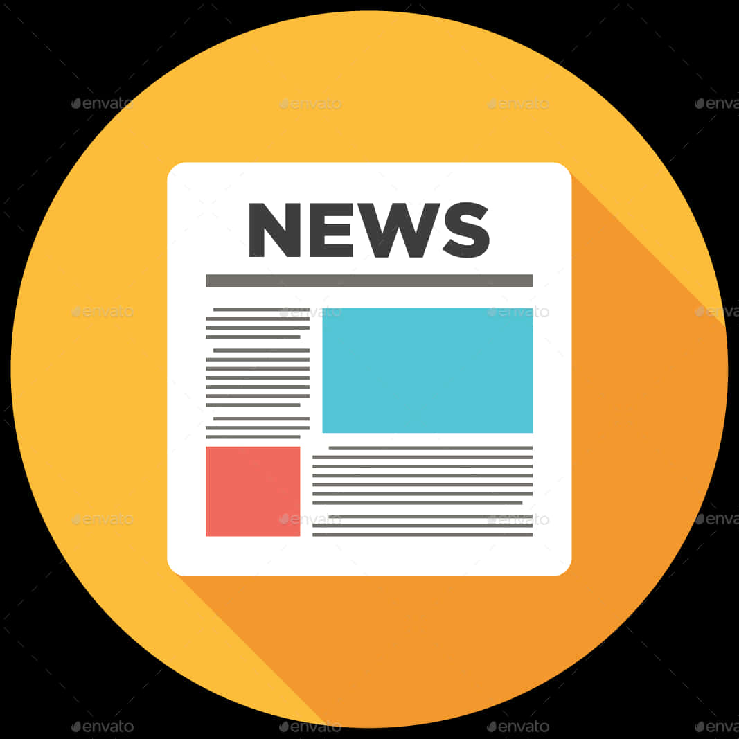 Newspaper 桌布 壁紙 — 一個扁平設計的報紙圖標，在鮮豔的橙色圓圈內帶有粗體「NEWS」標題。