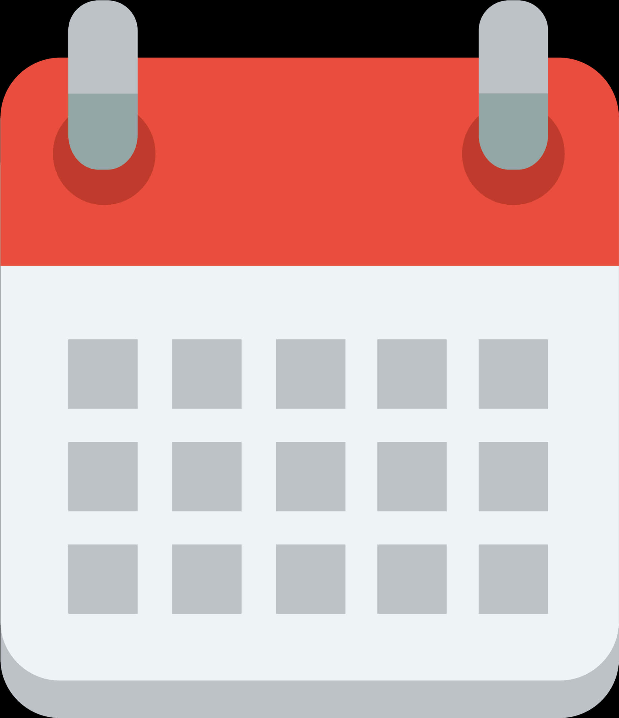 Calendar Icon 桌布 壁紙 — 一個扁平設計的日曆圖示，帶有紅色標題和灰色的網格方塊來表示日期。