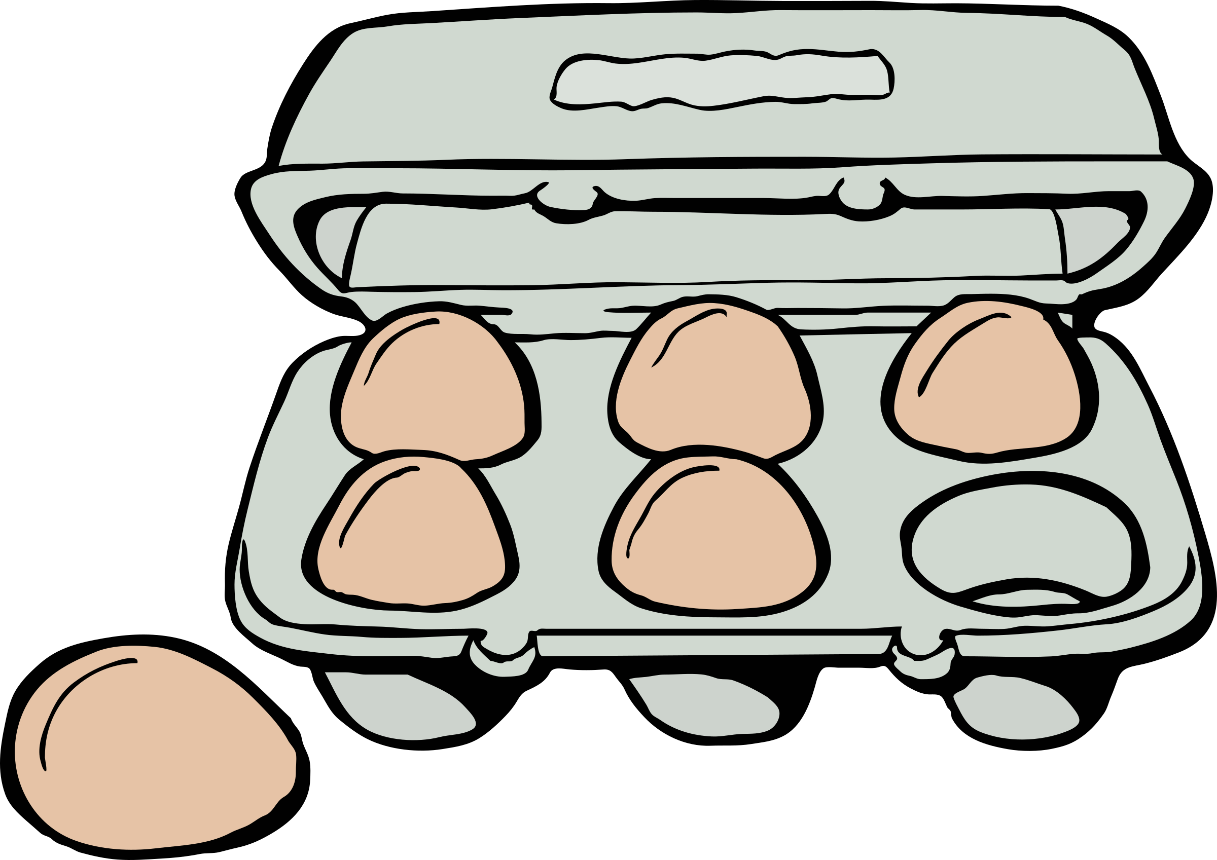 Egg Carton 桌布 壁紙 — 一個打開的雞蛋盒裝著六個棕色雞蛋，旁邊有一個雞蛋和碎片散落在黑色背景上。