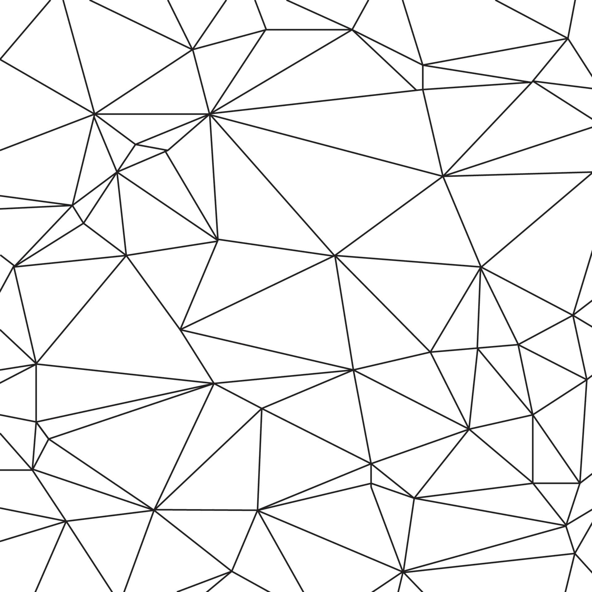 Geometric Pattern 桌布 壁紙 — 一個抽象圖案，由相互連接的黑色線條在白色背景上形成不規則的三角形。