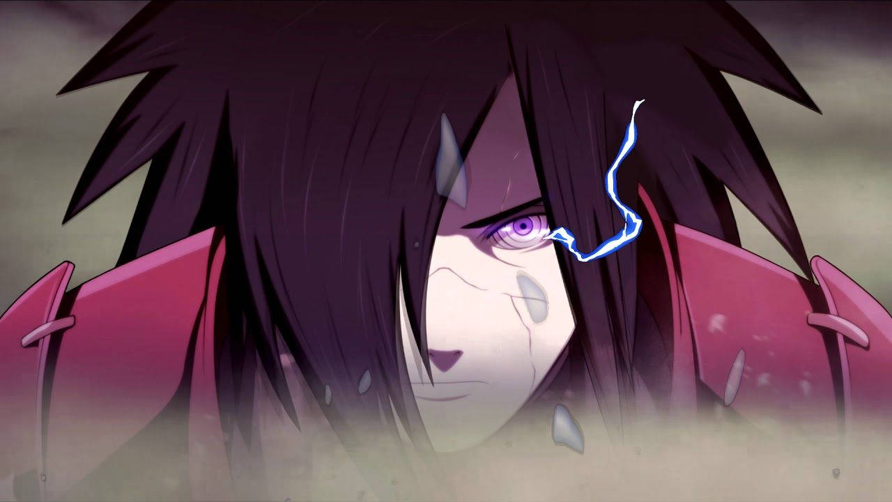 擁有紫色眼睛和臉旁噼啪作響的閃電的動漫角色。 — 斑 GIF 壁紙
