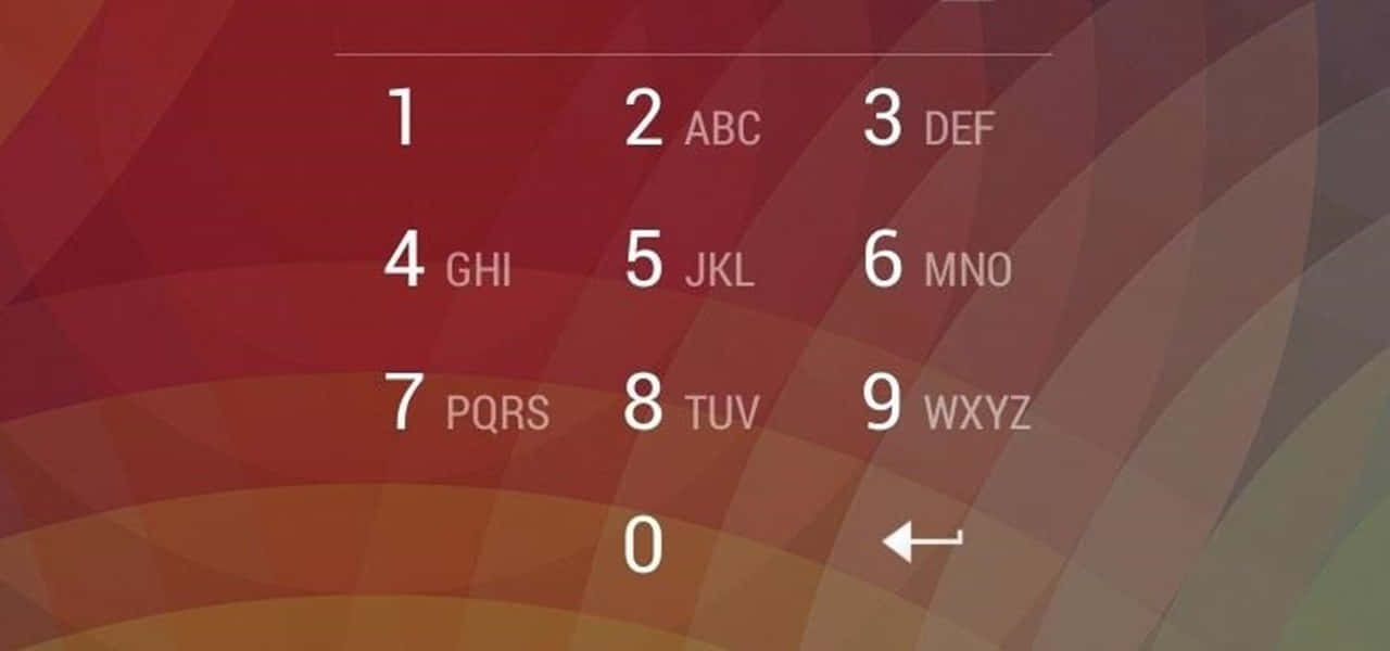 Tricky Lock Screen 桌布 壁紙 — 一個數位電話鍵盤，在紅色、橙色和棕色的暖色漸變背景上帶有白色數字和字母。