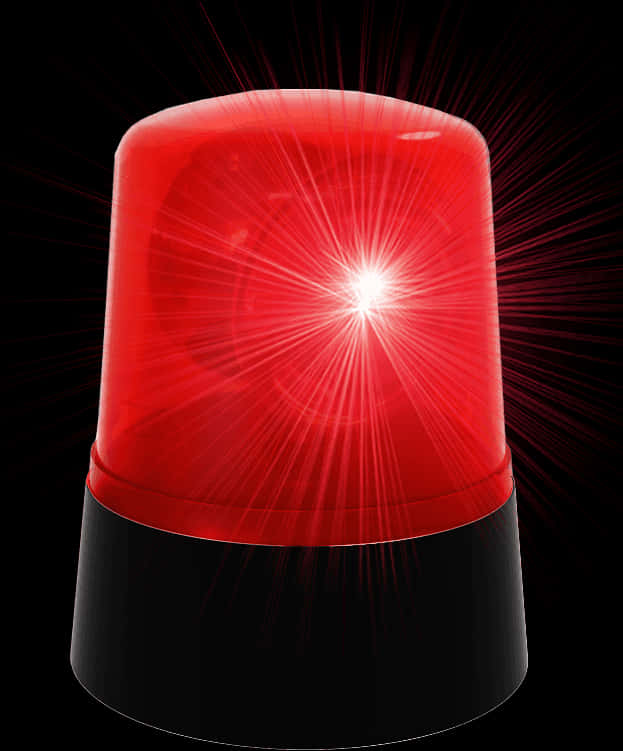 Red Light 桌布 壁紙 — 一個明亮的紅色緊急燈光在純黑背景上脈動著放射狀光束。