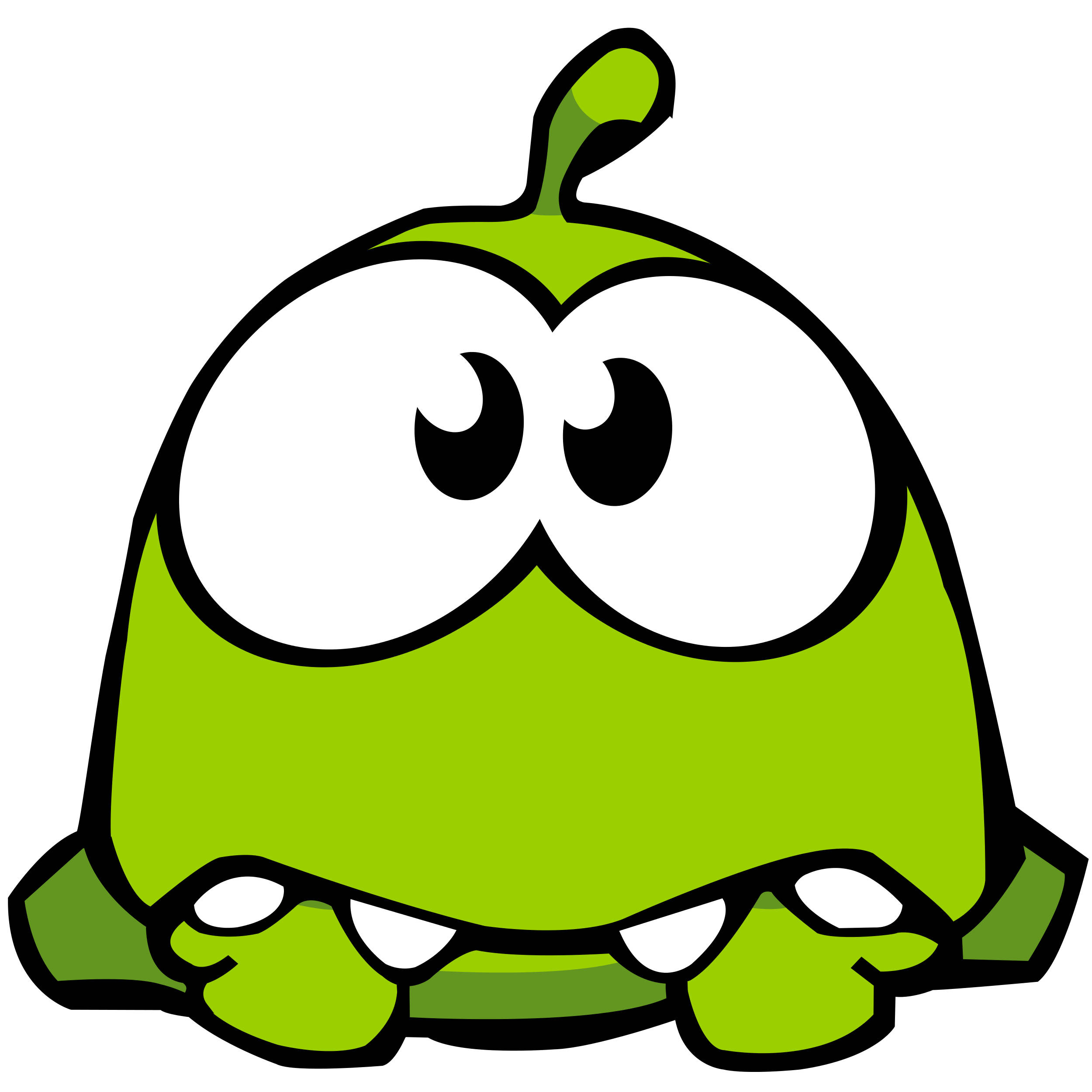 Kawaii Frog 桌布 壁紙 — 一個明亮的綠色卡通角色，有大大的白色眼睛和黑色瞳孔，站在純白色背景前。
